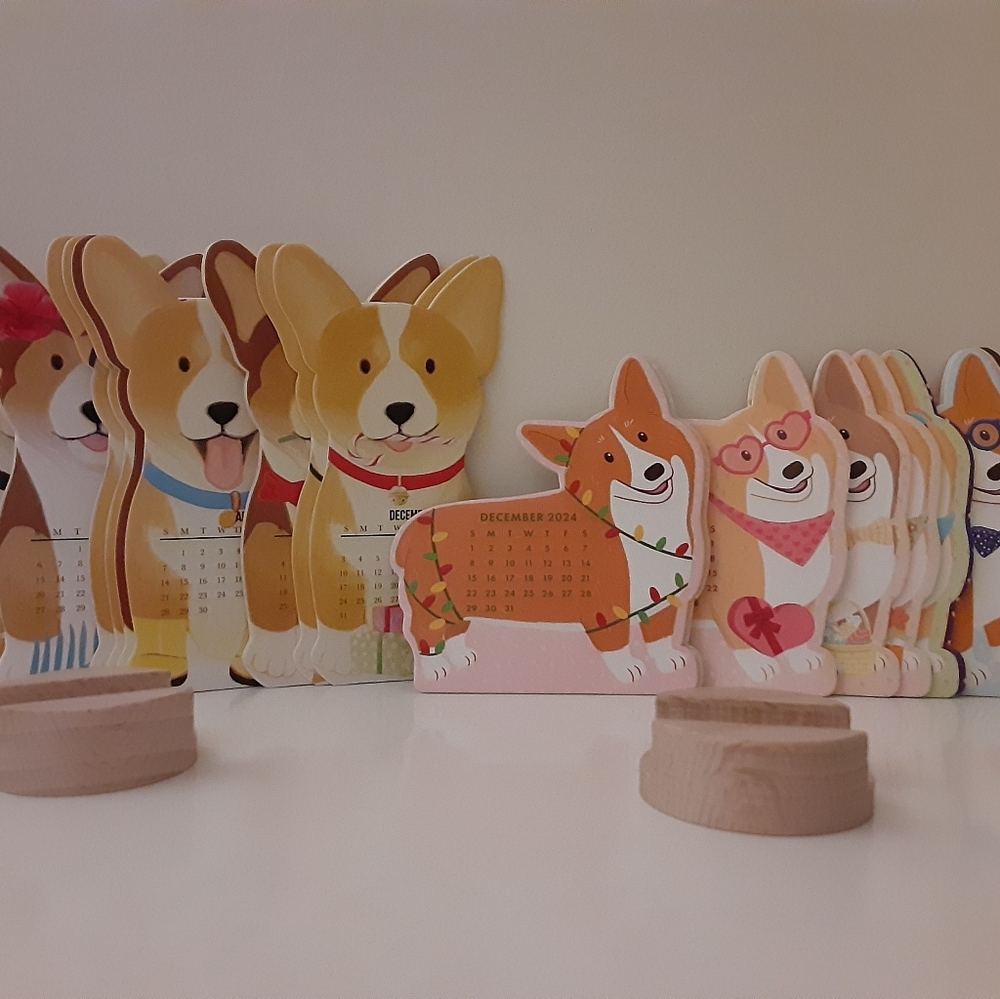 Set of 2 Corgi Desk Calendars (2023 & 2024)